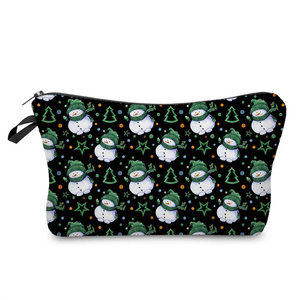 Women Snowman Print Cosmetic Bag Toiletries Organize Travel Storage Case 6766