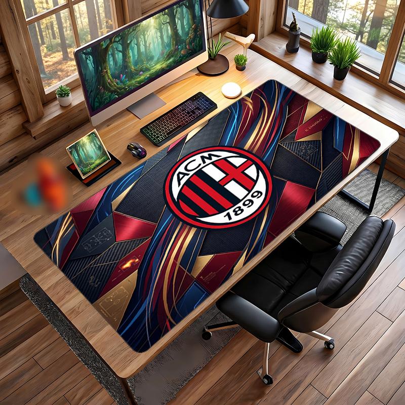 Tappetino per Mouse Grande Stampato AC Milan, Tappetino Morbido in Gomma Antiscivolo per Scrivania da Gioco per Ufficio Laptop Computer Decorazione