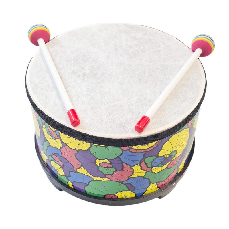 Orff Children s 10-inch Flower Pattern Floor Drum - Percussion Instrument for Music Education and Rhythm Learning