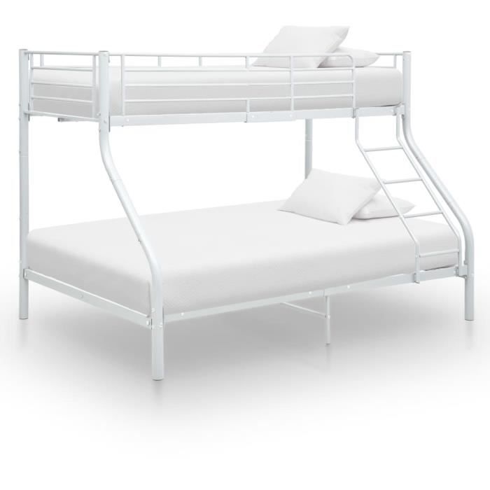 VidaXL Bunk Bed Frames White Metal 140x200 Cm/90x200 Cm