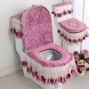 Ensemble de 3 coussins de siège de toilette, housse de siège antibactérienne universelle, type de fermeture éclair, housse de réservoir d'eau amovible et lavable, tissu