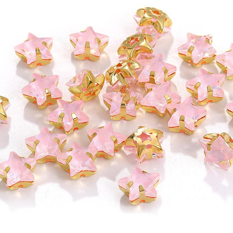 50 Pcs 10mm Star Glass Claw Drill with Hole Pentagram Hand-sewn Drill DIY Wedding Shoes and Clothing Bags Hairpin Jewelry Accessories