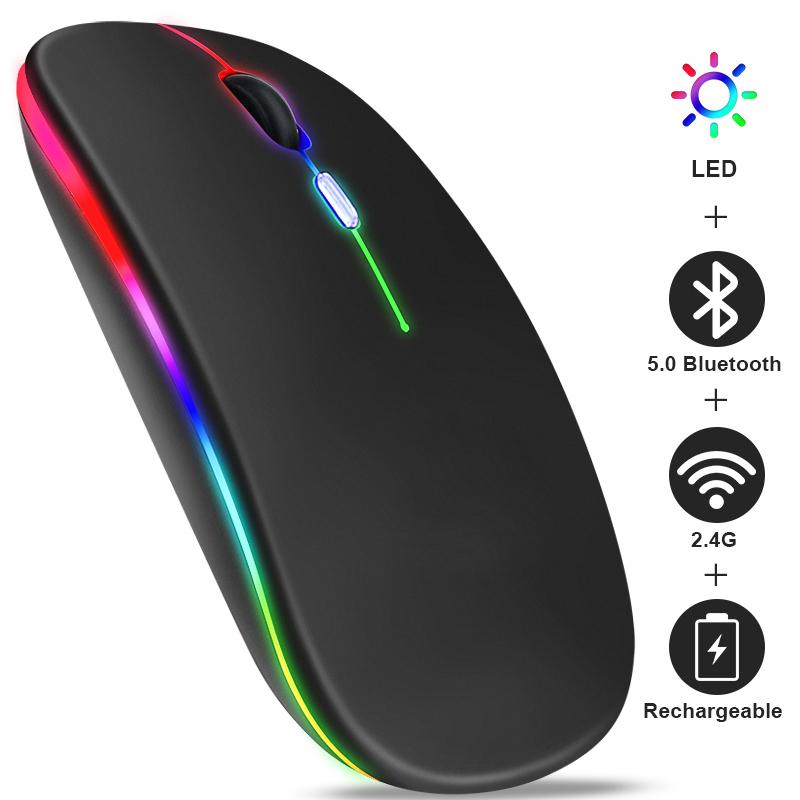 Akumulatorowa bezprzewodowa mysz Bluetooth z myszą USB 2,4 GHz RGB 1600 DPI do komputera Laptop Tablet PC Macbook Gaming Mouse Gamer