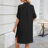 Women's Casual Solid Color Waist Cinched V-neck Dress