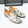 Men’s Printed Flats Loafers Dress Monks Shoes Men Slip on Pointed Toe Tuxedo Rock Club Shoes Plus Size