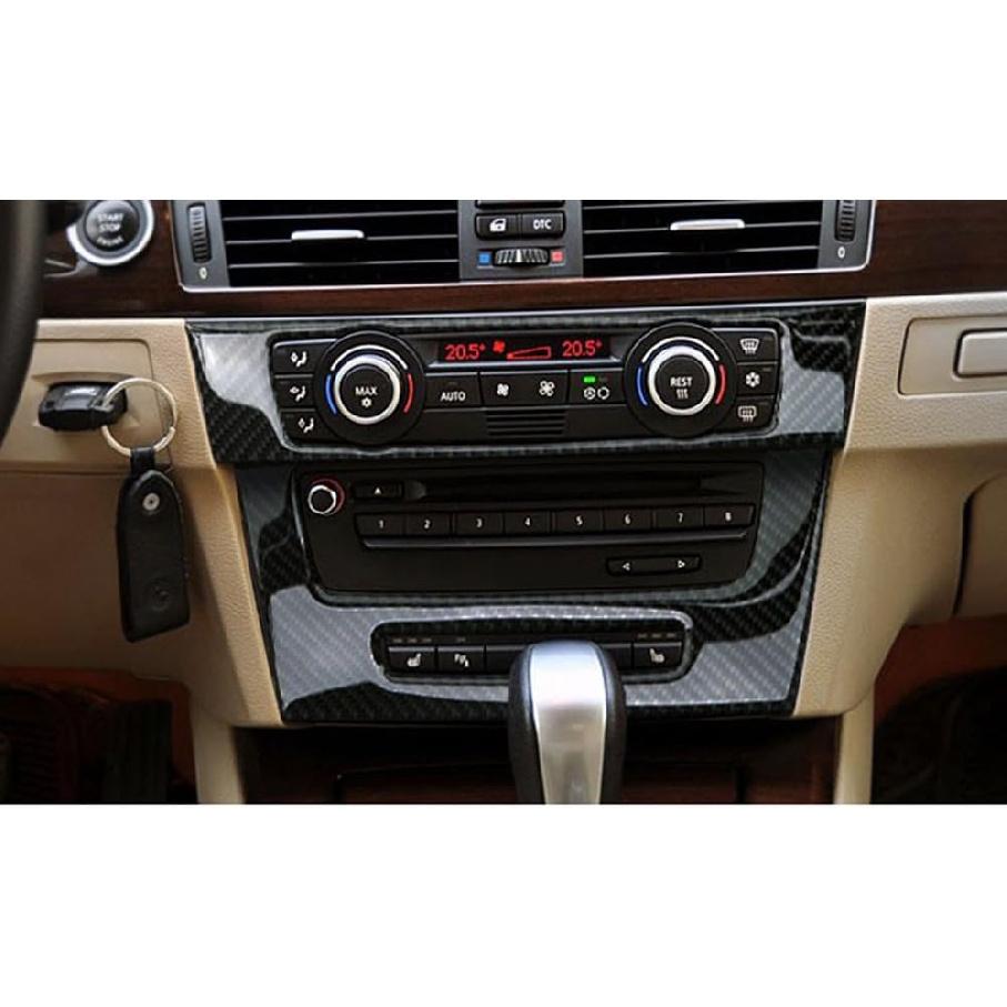 Thor-Ind Kohlefaser AC Klimaanlage CD-Steuerkonsolen-Blendenrahmen für BMW Alte 3er Serie E90 E92 E93 2005-2012 Auto-Innenraum