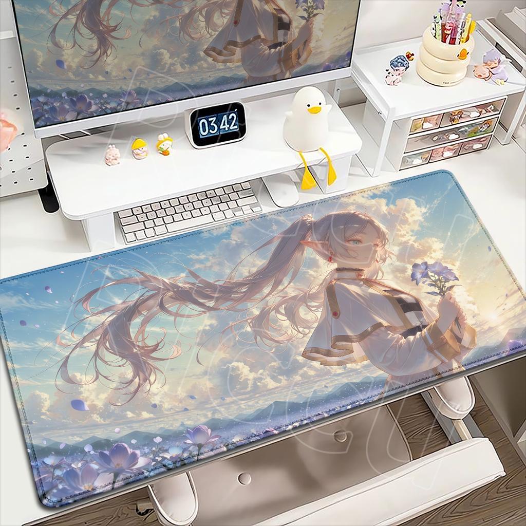 HD Printing Frieren At the Funeral Mousepads Anti-Slip Rubber Bottom Mousepad Large Size Esports Games Office Desk Pad Table Mat