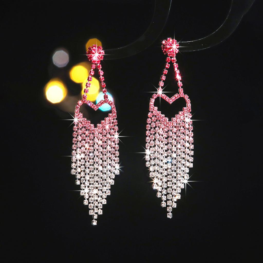 Temperament Advanced Sense Hollow Love Long Fringed Earrings