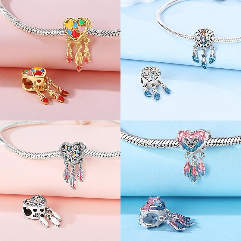 Orginal Copper Hearts Dream Charm For Bracelet Bead Jewelry Charm For Woman Making Fine Jewelry Gift Diy Acccessory