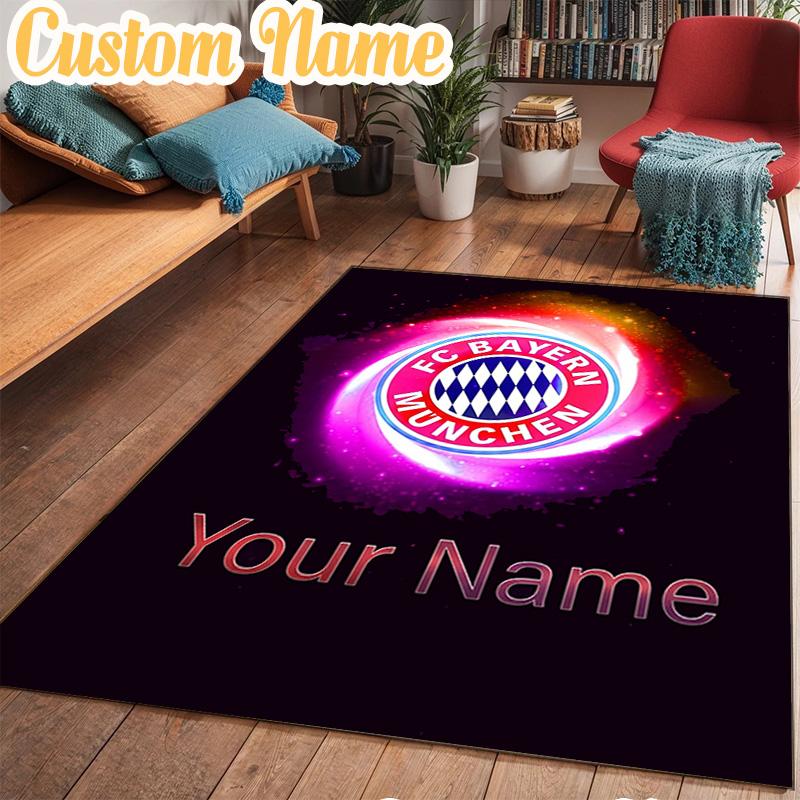 Custom Name Bayern Munchen Logo Design Rug Office Rug Chair Mat Non Slip Carpet Rugs for Bedrooms Dining Room Living Room Home Decor gifts