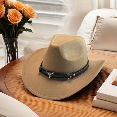 Felt Western Cowboy Hat Cow Head Cowgirl Cap Fashion Sunscreen Bucket Hat  Vacation