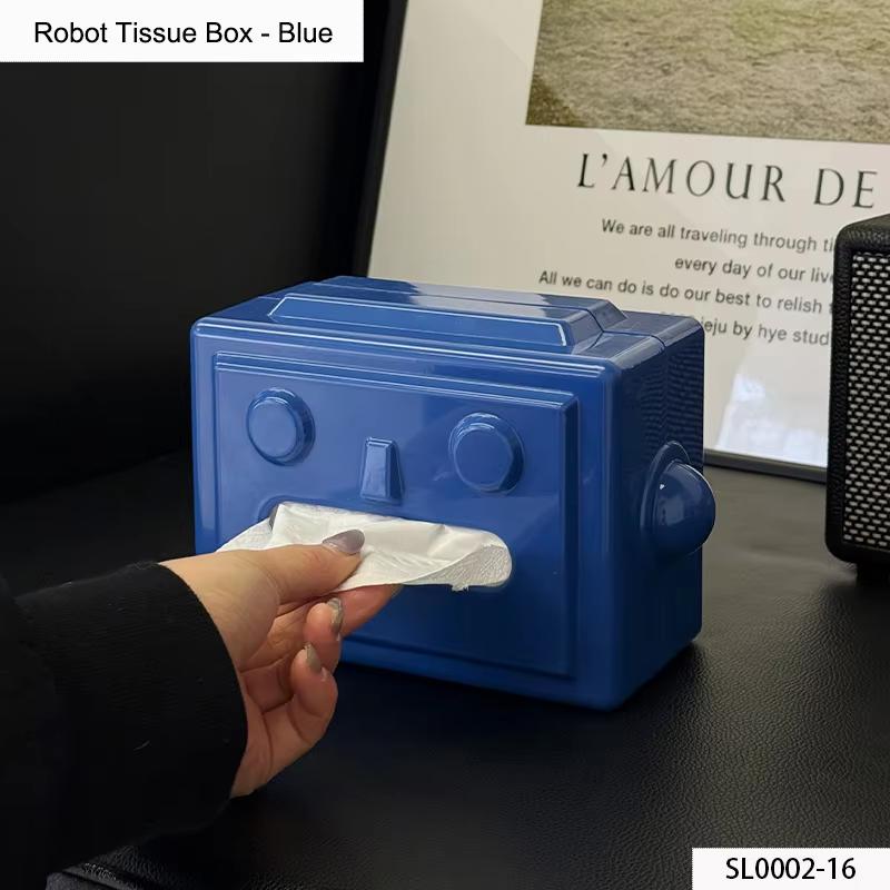 

Blue Robot Tissue Box Storage Napkin Holder Paper Box Home Desktop Decoration Tissue Holder Kitchen Tissue Box Gift for Friends