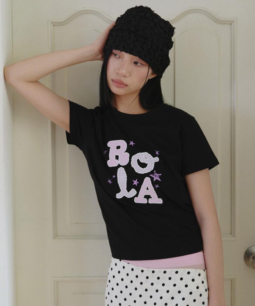 ROLAROLA Rola Lettering Patchwork T-Shirt Black