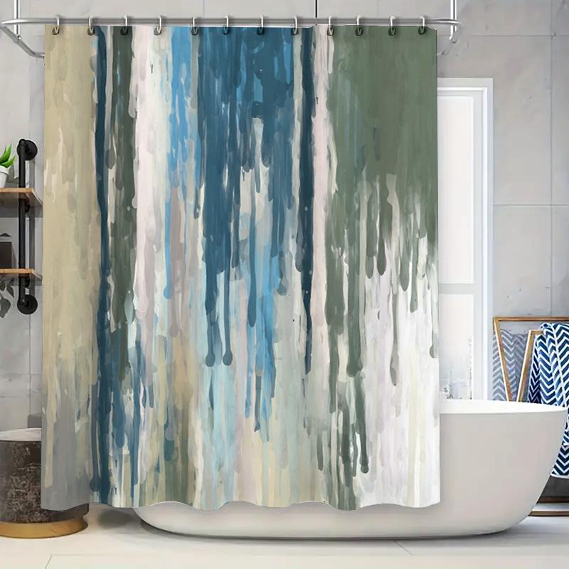 

Shower Curtain Blue Ocean Wave Abstract Teal Beach Pattern Waterproof Fabric Home Decor Bathroom Accessories Modern Style W60H190(CM)-1 Pcs