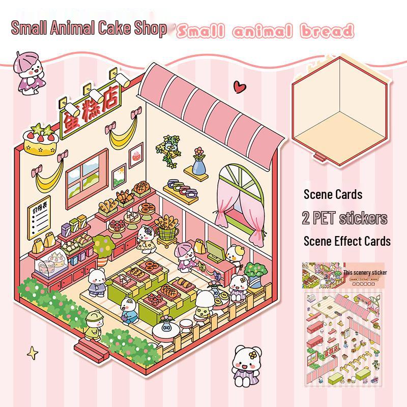 3D Miniature Scene Sticker Set - DIY Three-Dimensional House Puzzle