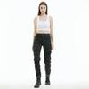 Pantalones de montar para mujer elásticos anti-caída, mono azul camuflaje multi-bolsillos para motocicleta, equipo de protección de silicona