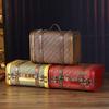 Vintage Wooden Box Portable Travel Suitcase Storage Box Window Display Box Decor Treasure Chest Storage Case for Home