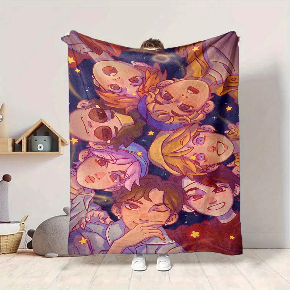 1pc , K Pop Flannel Blanket [Cozy Throw Blanket] For Sofa, Bed, Travel, Camping, Livingroom, Office, Couch, Chair, And Bed