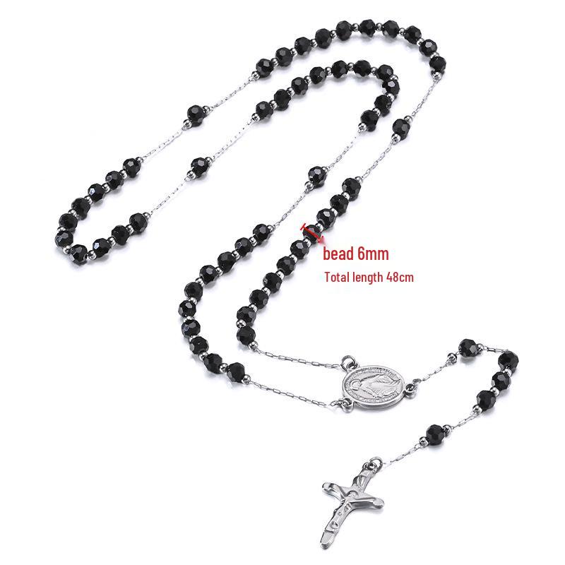 Vintage Style Cross and Bead Pendant Necklace for Women