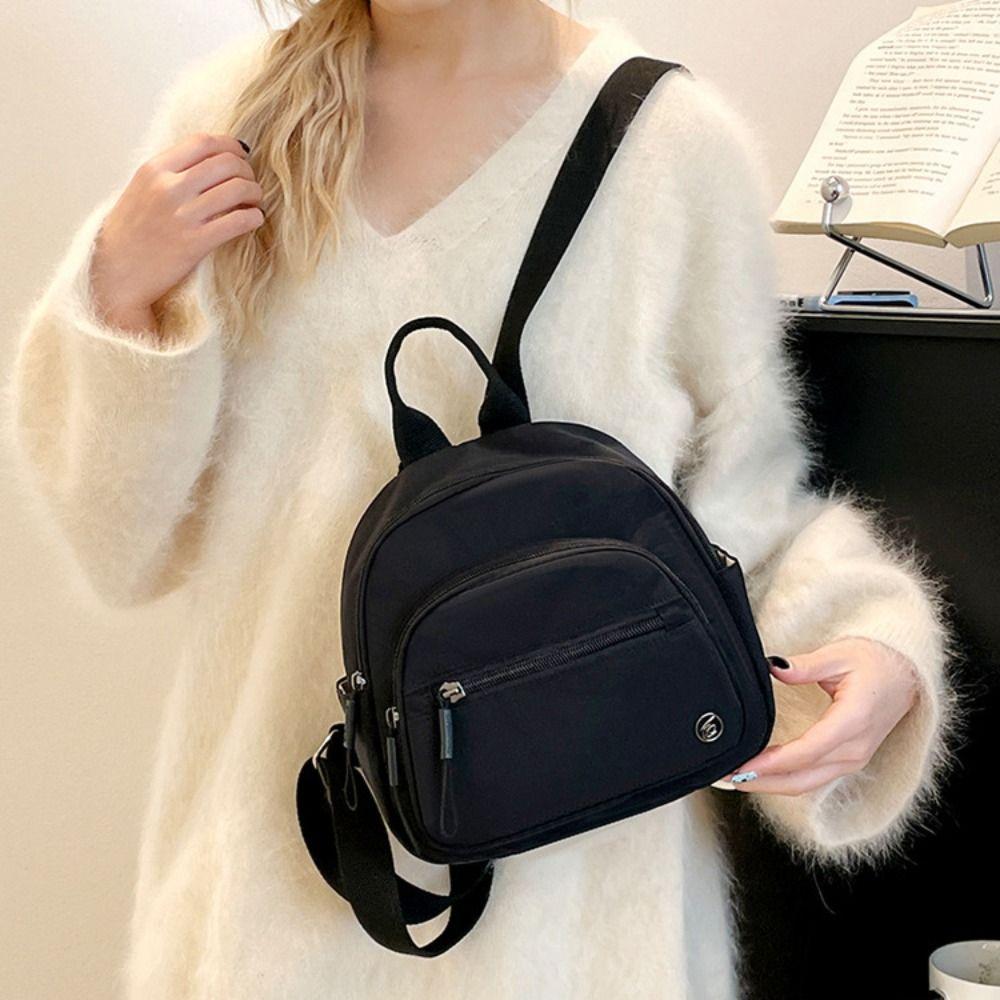 Portable Multipockets Casual Backpack Solid Color Minimalist Commuting Backpack  Student