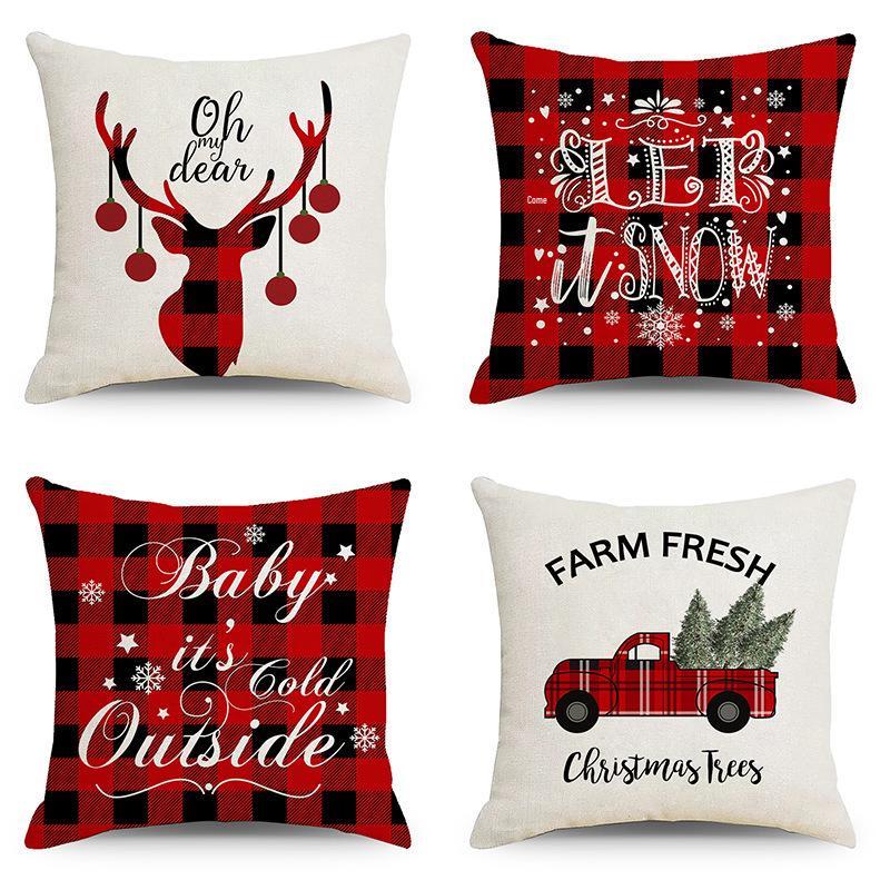Christmas Linen Pillowcase: Home Sofa Decor & Car Lumbar Support Cushion Cover