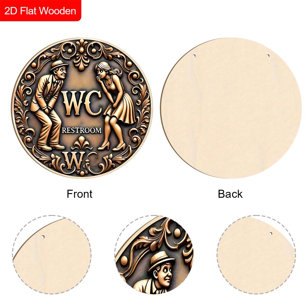 Retro Wooden Toilet Sign - Unique Bathroom Decorative Plaque - Ideal Hanging Ornament for Wall Decor