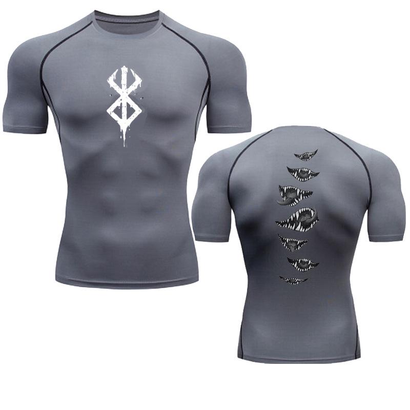 Berserker Courage Men's Compression Fitness T-Shirt - Quick-Dry, Tight Fit for Running & Gym