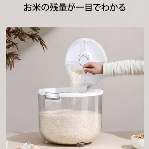 Rice Storage Container with Rice Dividers, 5kg/10kg/15kg Capacity, Airtight, Moisture-Proof, Large Capacity Storage Tank with Lid, 360-Degree Airtight