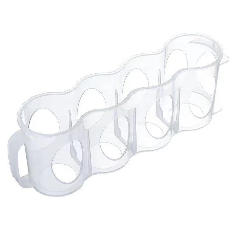 Japanese Four-Grid Transparent Beverage Storage Rack with Handle for Refrigerators