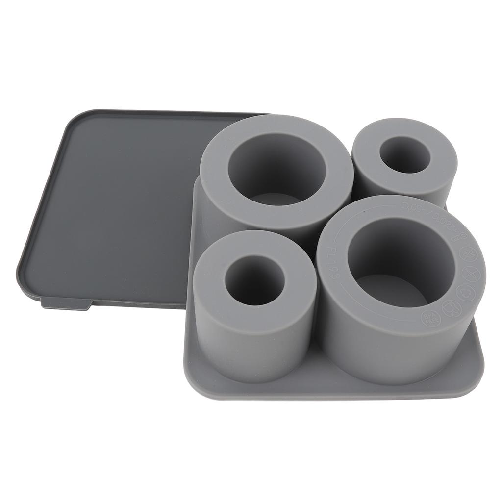 4Pcs Hollow Cylinder Ice Cube Tray Easy Release Large Capacity Silicone Ice Cube Trays with Lids