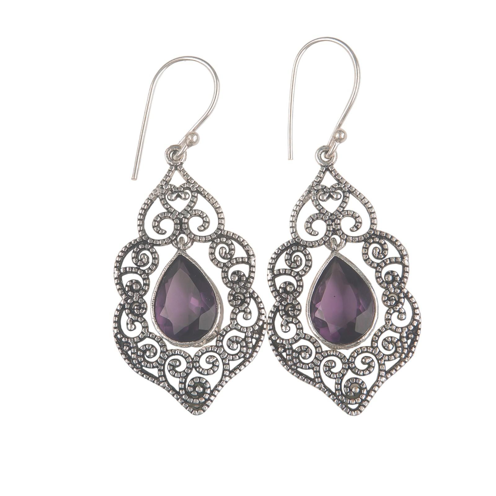 

Аметист Драгоценный камень 925 Стерлинговое серебро Ювелирные изделия Ручной работы Серьги-капли/подвески 2,33 CE-10-2