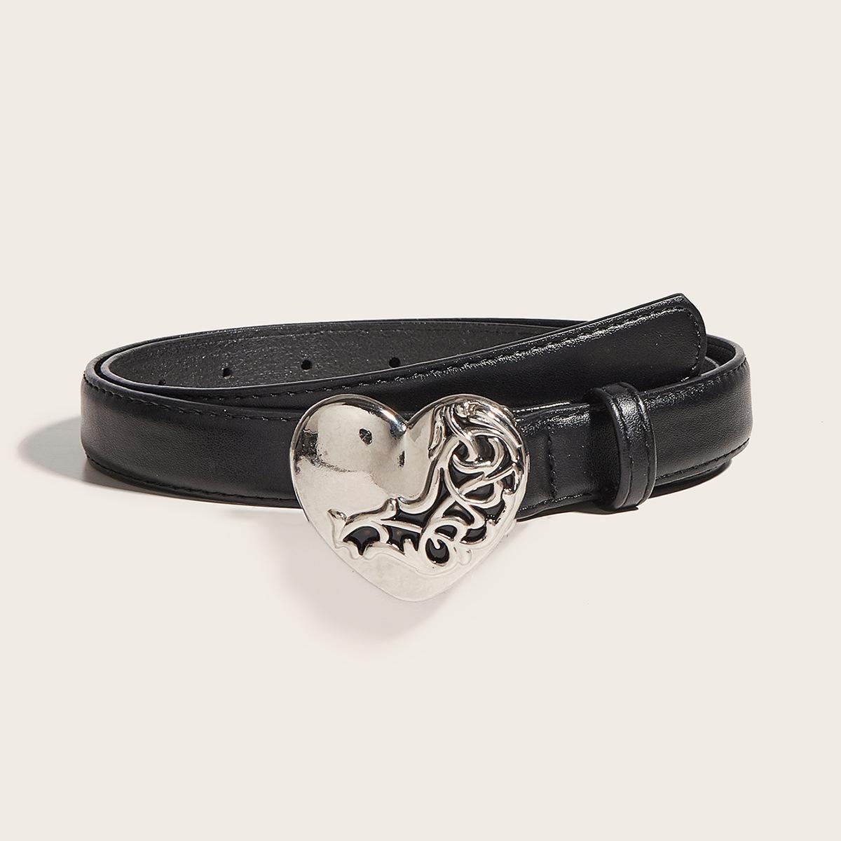 

Hot Selling New Metal Heart Buckle Belt Versatile Simple and Casual Retro Women s Belt Decoration Jeans Belt Trend 103cm чёрный