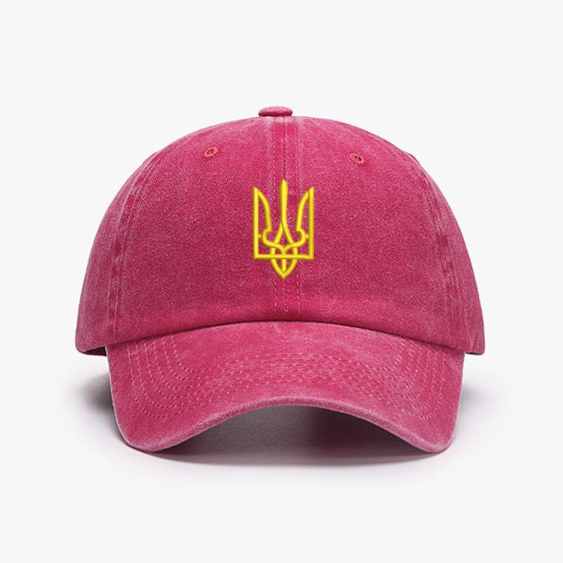 Embroidery Ukraine Trident Symbol Cotton Washed Fashion Sports Baseball Cap Adjstable Hip Hop Urban Street Style Dad Hat Visor Protection Snapback