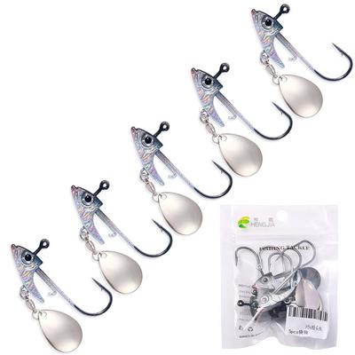 5pcs/lot Metal Jigs Fishing Hooks 7g 10g 15g Offset Sinker Soft Worm Hook For Bass Carp Fishing Accessories