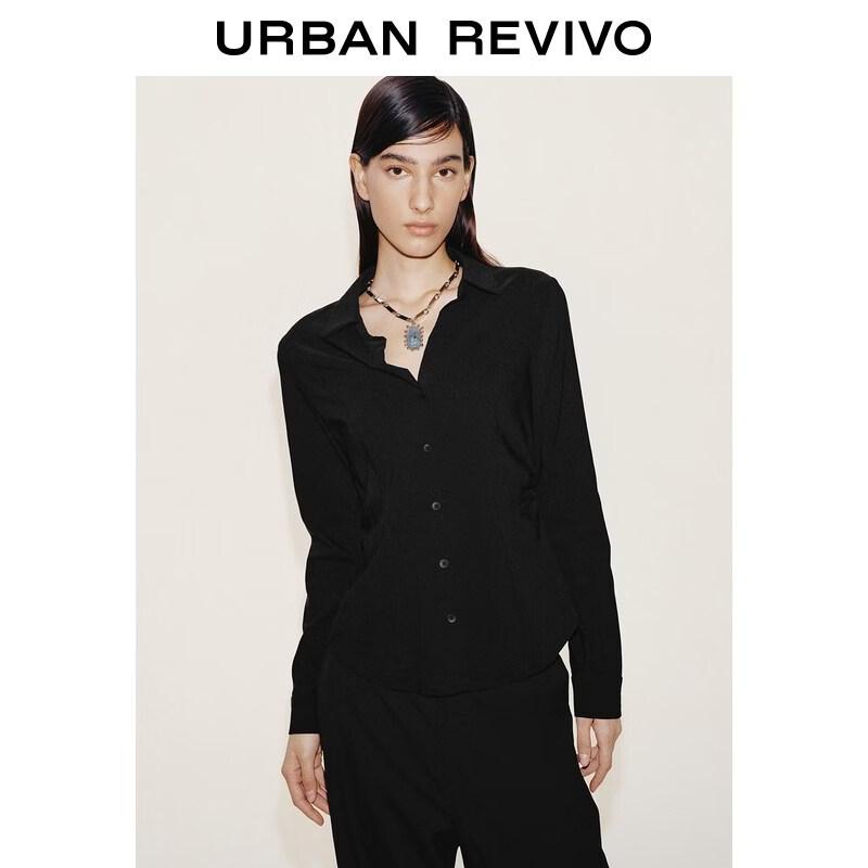 UR Women s Pleated Waist Lapel Shirt M