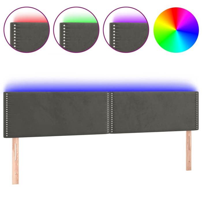 VidaXL LED Headboard Bedroom Furniture Double Bed Accessory Head of Bed Frame Interior Dark Grey 3121533