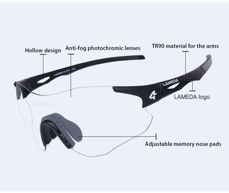 Cycling Photochromic Sunglasses RS100 [LAMEDA] UV400/Anti-fog/Lightweight/Durable (Gray)