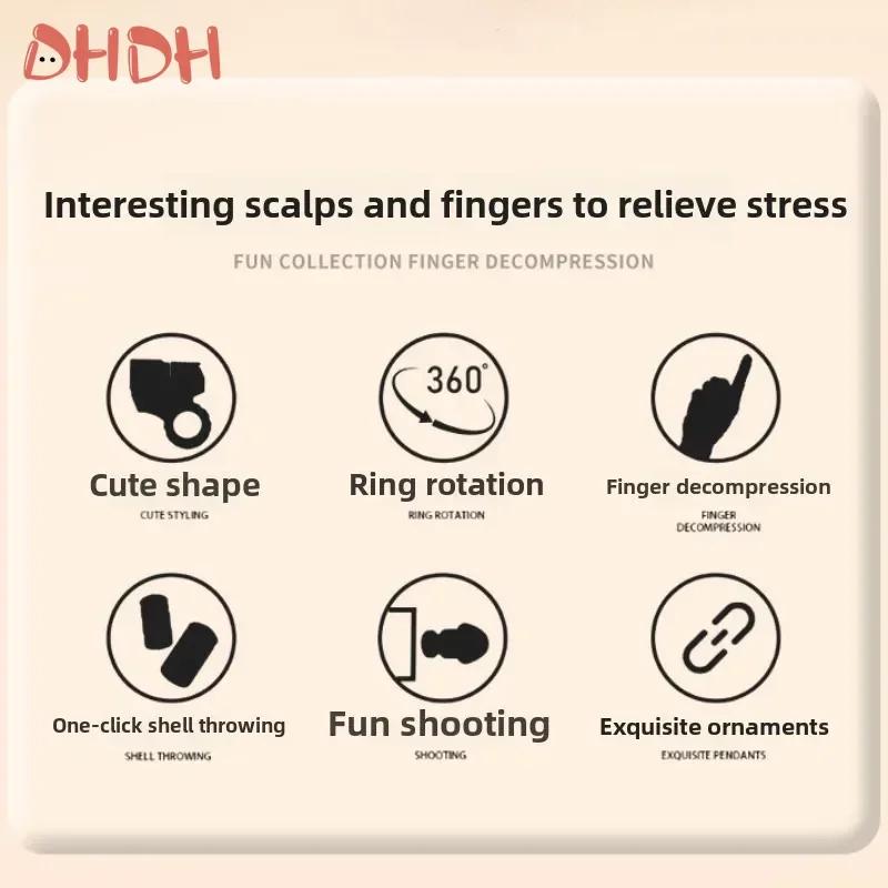 New Decompression Toy Gun Throwing Shell Bullet Gun Fingertip Gyroscope Can Fire Soft Bullet Plastic Finger Gun Decorative Chain