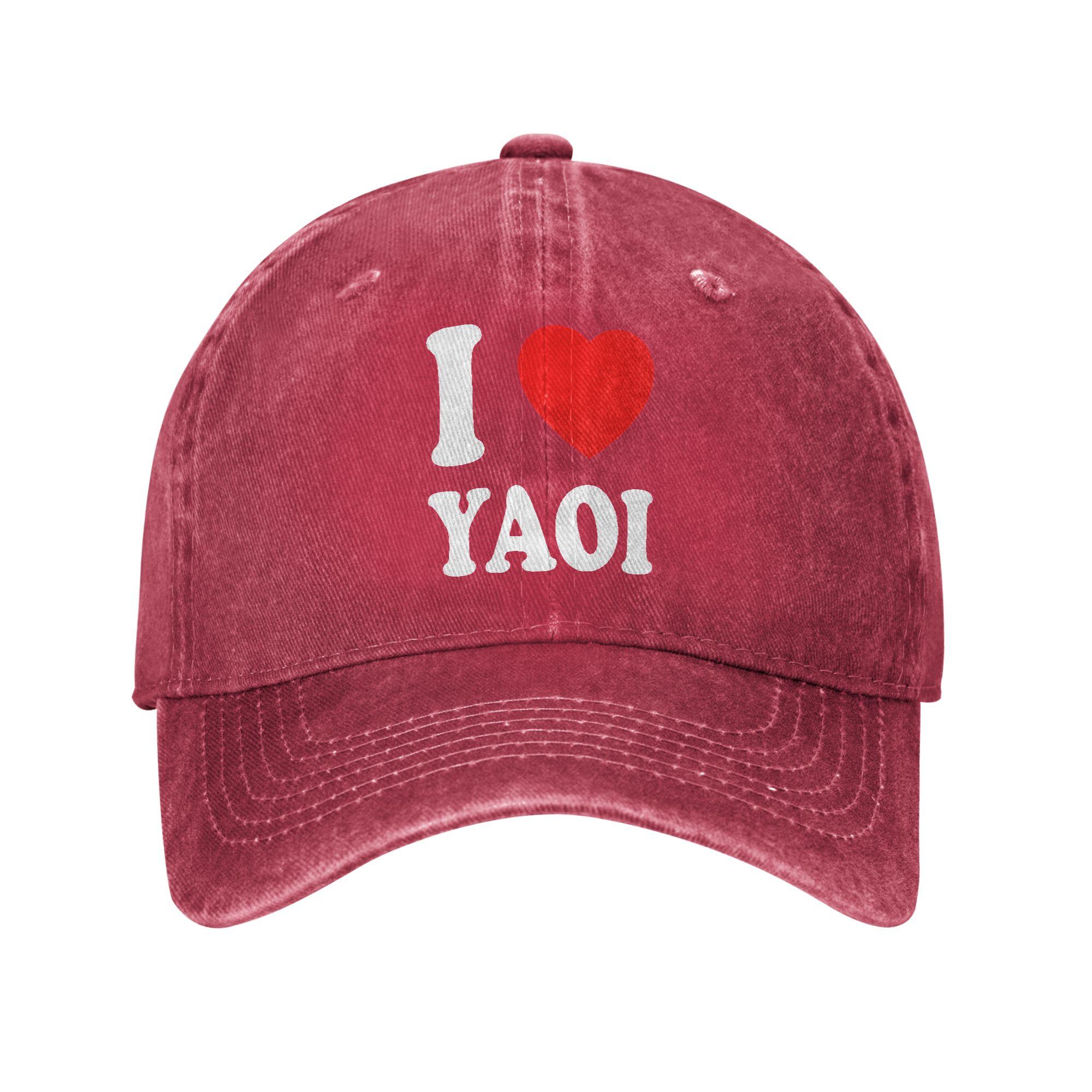 I Love Yaoi Baseball Cap Fashion Distressed Cotton  Headwear Unisex All Seasons Travel Gift Caps Hat One Size