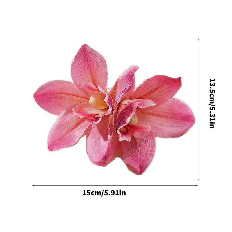 Bohemian Style Hairpin Double Large Artificial Cymbidium Flower Hair Clip For Women And Girls Fashion Accessory