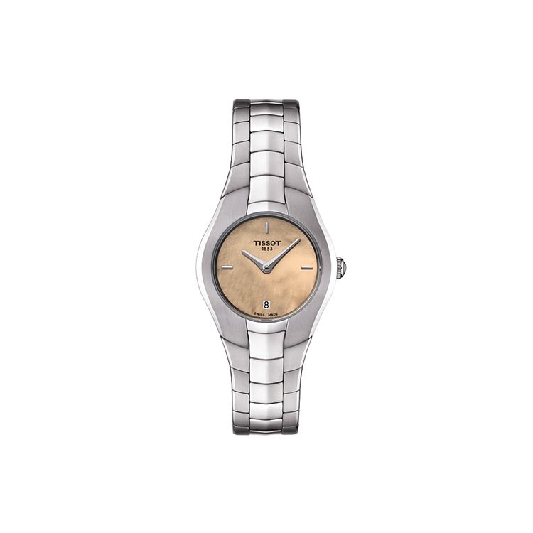 TISSOT  S&eacute;rie T-Lady Mouvement Quartz &Eacute;tanche Affichage de la Date Simple Affaire Montre Montres pour Femmes Acier Inoxydable Marron T096.009.11.431.00 Coffee Watch Dial
