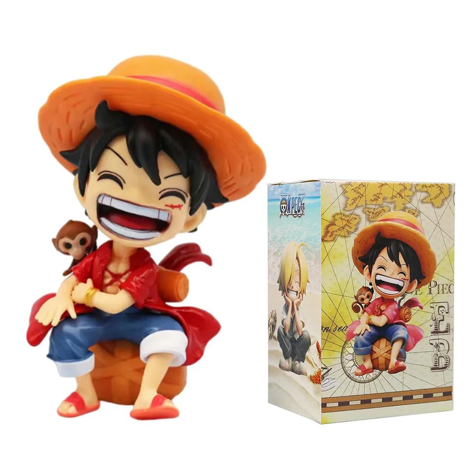 One Piece Handheld Luffy Solon Portgas·D· Ace Sitting Yamato Q-Version Trendy Play Cartoon Anime Car Ornament Peripheral Gifts