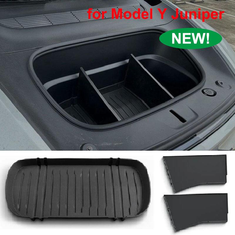 Voor Tesla New Model Y Juniper 2025 Lancering 2026 Bagageruimtemat Scheidingswand TPE Frunk Beschermkussen Organizer Opbergdoos