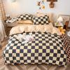3PCS Single-sided Printed Bedding Set ,Comforter Black And White Plaid  Grid Duvet Bedding Cover Pillows Comfortable Bedspreads