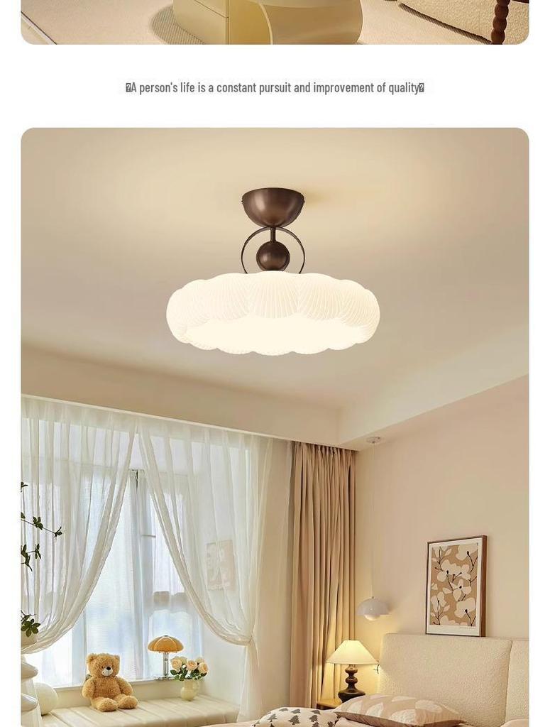 Vintage Cream French Ceiling Lamp 2025 – Full Spectrum Eye Protection for Bedrooms & Studies