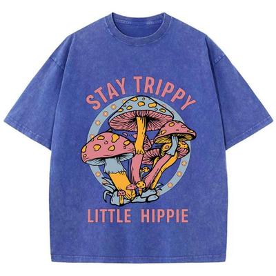 Zomerse katoenen T-shirts voor dames, getailleerde stijl, kleine hippie, paddenstoelenprint, streetwear, losse O-hals, vintage dameskleding