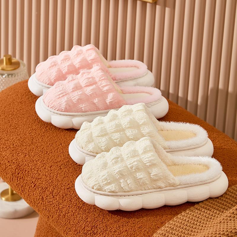 Winter new cotton slippers home indoor men's and women's same comfortable non-slip warm thick-bottomed couple slippers