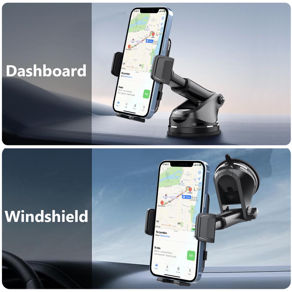 ML239 360 Degree Rotating Car Phone Mount with Telescopic Arm Suction Cup Base Cellphone Holder