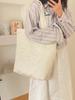 Korean Ins Style Canvas Bag Heart Embroidery Large Capacity Tote Bag For School And Commute Women's Shoulder Bag