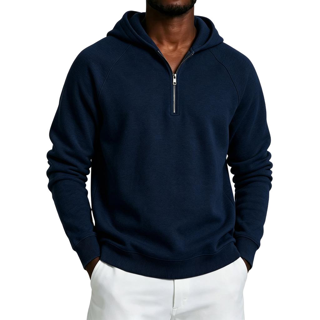 Men's Half Zip Hooded Sweatshirt Color for Winter Casual Wear